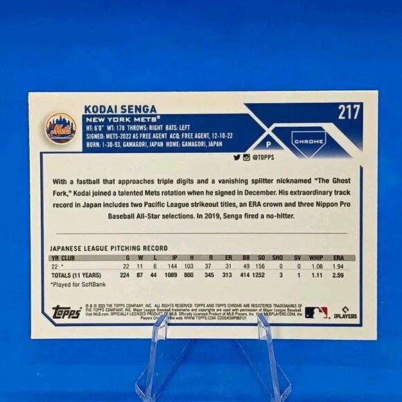 2023 Topps Chrome - Kodai Senga #217 (RC) NY Mets - Picture 5 of 5